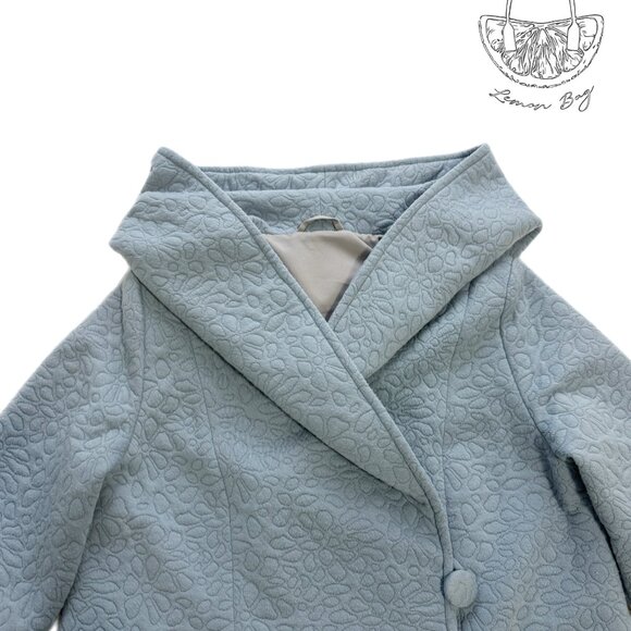 One of a Kind Exclusive/ Winter Fall Hooded Wrap Coat / Color Blue/ Size S - Picture 9 of 12